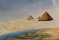 Art Restoration example: Floating Pyramids, pastel by Lawrence Tribe