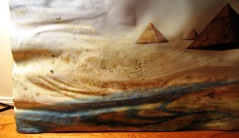 Damaged Fine Art Painting example: Floating Pyramids, pastel by Lawrence Tribe