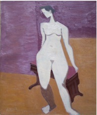 Standing nude, oil on canvas, by Milton Avery, 20th century, before restoration