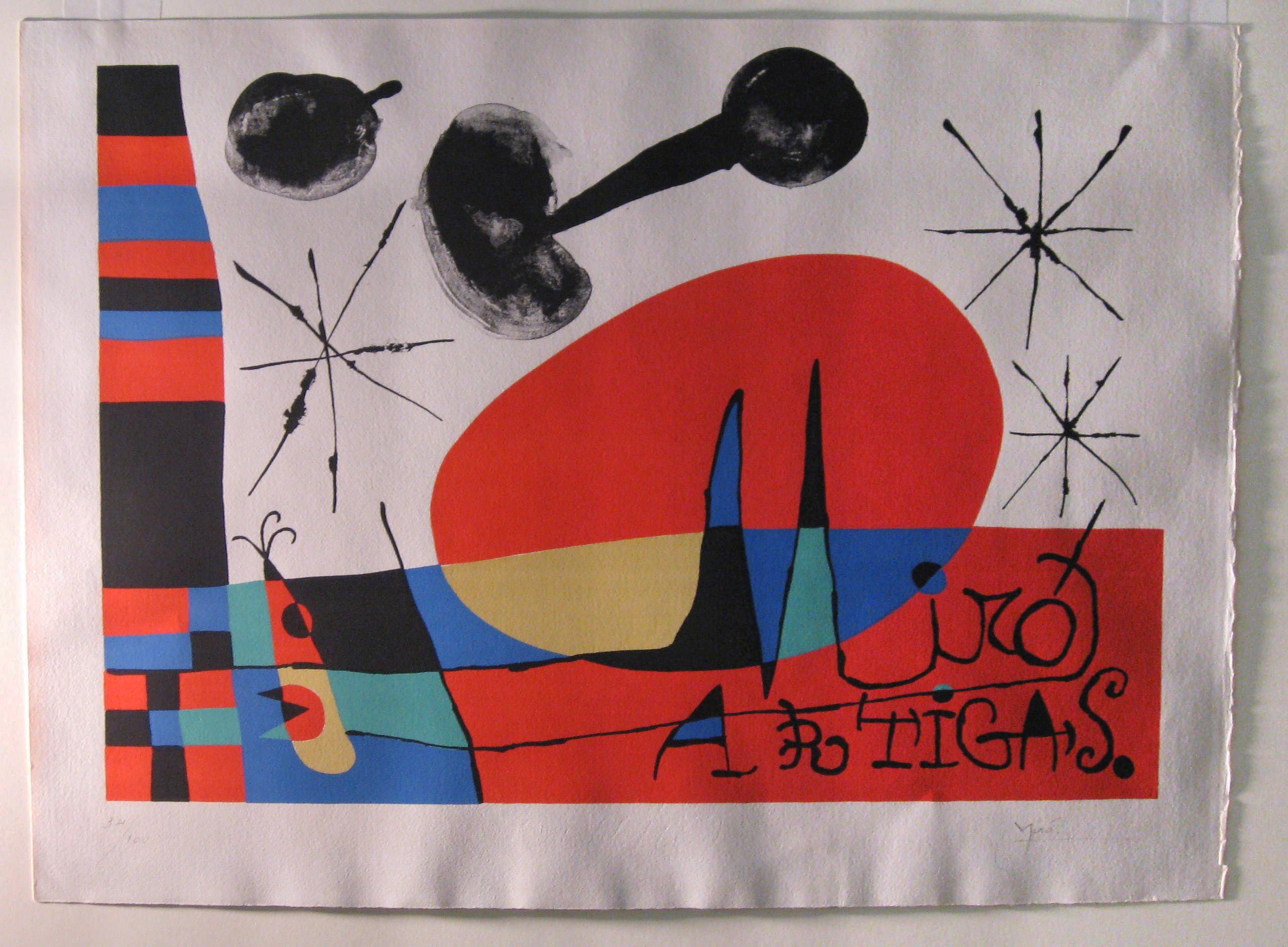 Joan Miro Lithograph Before Recovery and Conservation