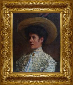 Carrig-Rohane Picture Frame, Portrait of Bertha Frutig Perkins by Francis Petrus Paulus, oil on canvas