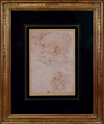 Leonardo Da Vinci, original drawing, restored and framed with french lines mat
