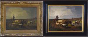 Oil painting restoration, painting and frameexample