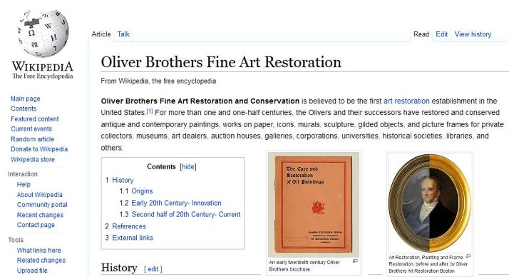 Art restoration and Conservation history Wikipedia Oliver Brothers