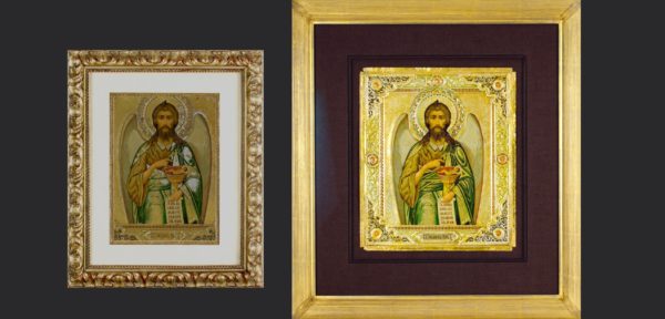 Antique art framing Russian Icon