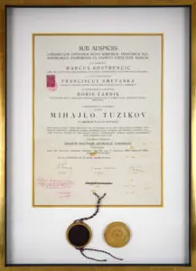 Antique Diploma in an shadow box picture frame