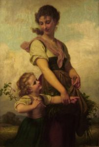 Woman and Child, art by Hughes Merle (before conservation)