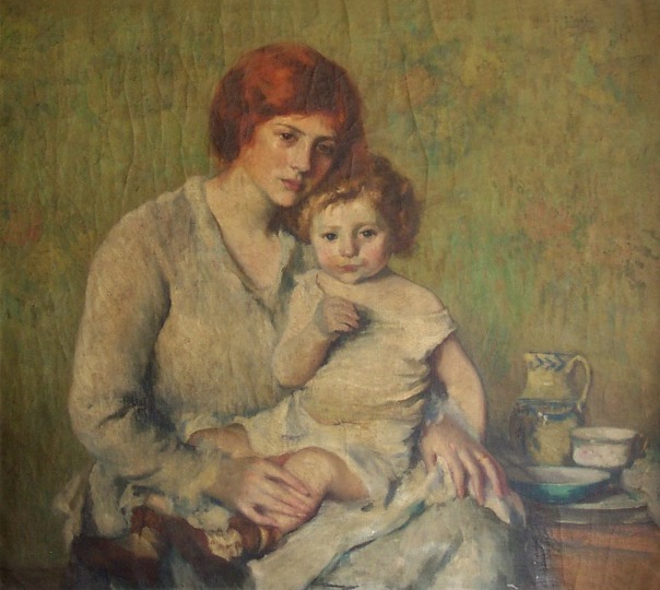 Mother and Daughter by Ivan Olinski (before conservation)