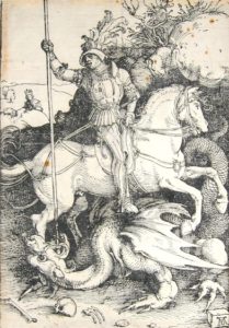 Before Conservation St. George and the Dragon by Albrecht Durer